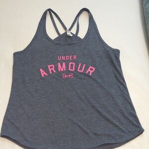 Under Armour Women's Charcoal Tank Top with Pink Logo
